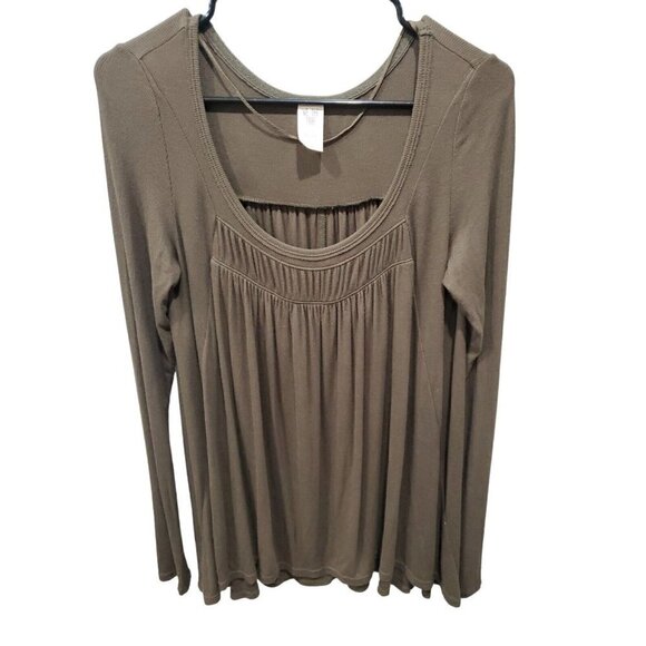 Free People Pleated Women's Long Sleeved Brown Shirt Size S - Picture 1 of 9
